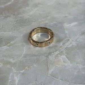 Gold Tone Men’s/Unisex Band Ring with Clear Stones